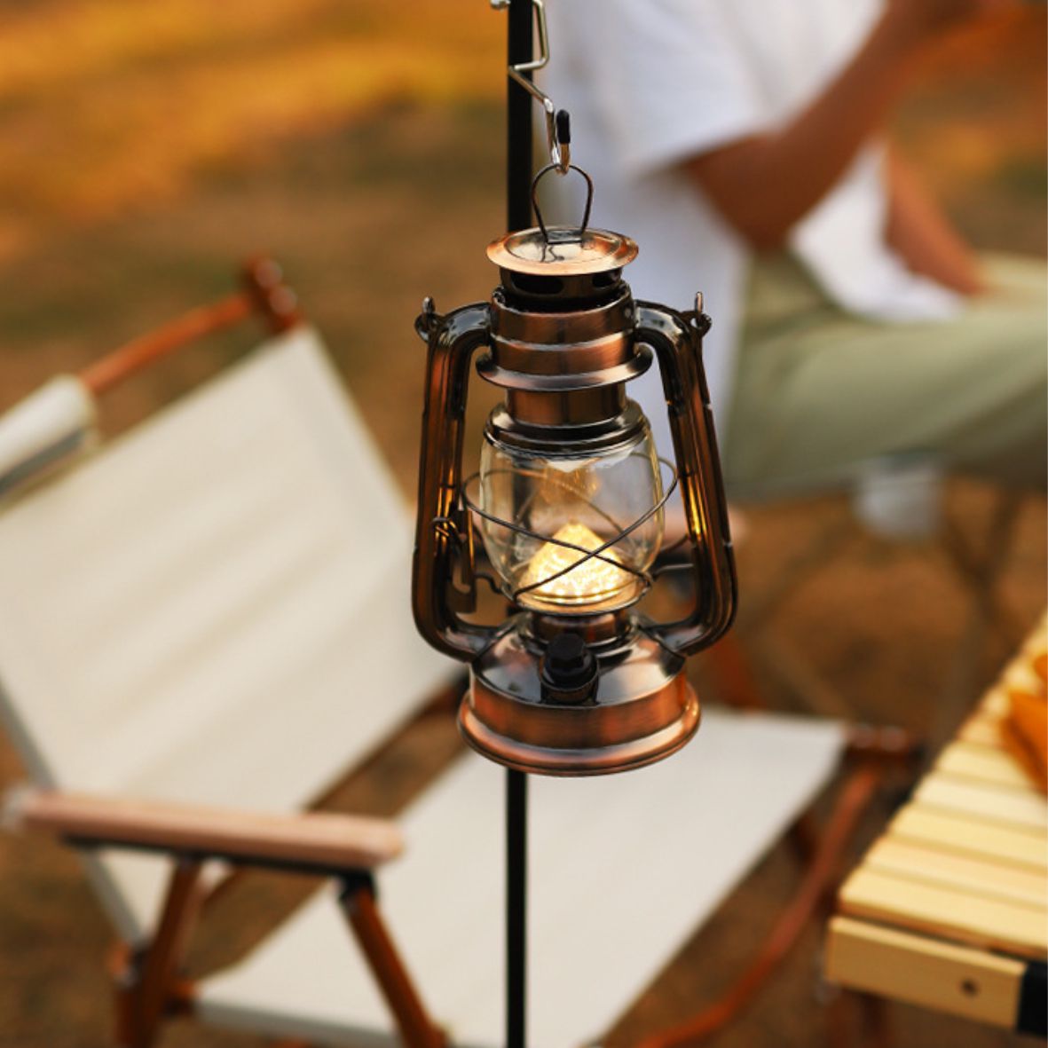 Vintage Oil Lamp Kerosene Lantern Glass Base With Wick 