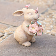 Easter Rabbits Figurines with Flower Butterflies