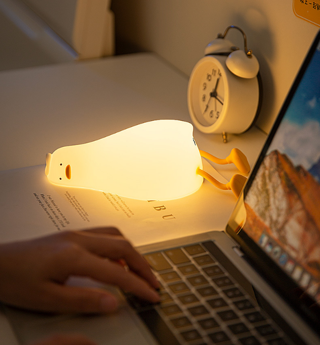 Silicone Cute Lying Flat Duck Night Light Nightlight Bedside Night