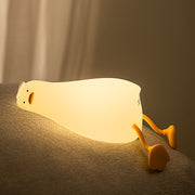 Silicone Cute Lying Flat Duck Night Light Nightlight Bedside Night Lamp for Boys Girls